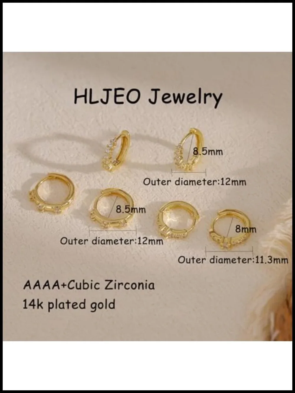 Dainty Gold Plated Huggie Hoop Earrings Set with CZ Charms Hypoallergenic